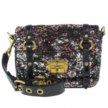 Miu Miu Multicolor Sequin Embellished Leather Bag