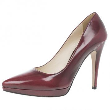 Prada Maroon Leather Pointed Toe Platform Pumps Size 40