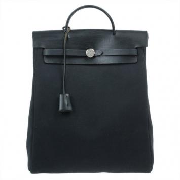 Hermes Black Herbag Convertible Satchel