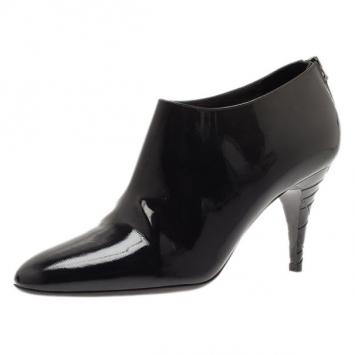 Burberry Black and Grey Patent Novacheck Heel Ankle Booties Size 40