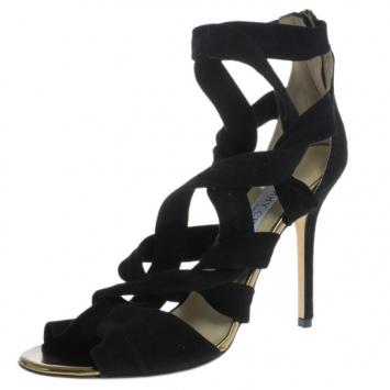 Jimmy Choo Black Suede ‘Kami’ Knotted Sandals Size 40