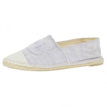 Chanel Purple Canvas Espadrilles Flats Size 37