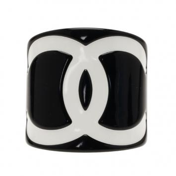 Chanel CC Black Wide Cuff Bracelet