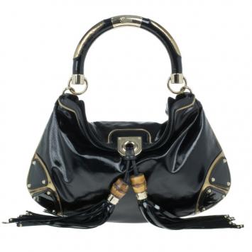 Gucci Black Patent Leather Indy Hobo