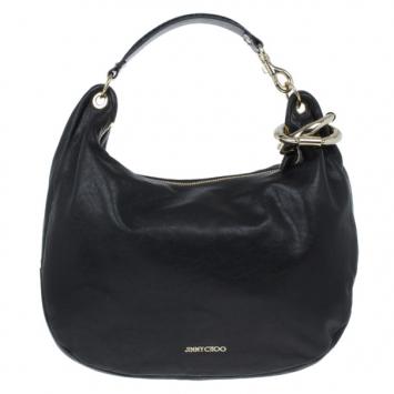 Jimmy Choo Black Leather Sky Hobo