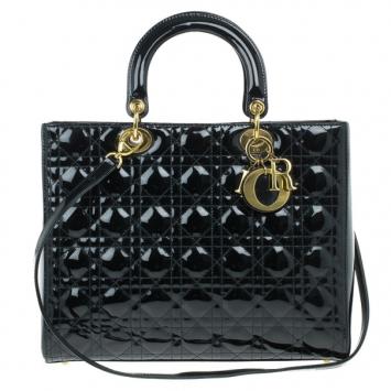 Dior Black Patent Leather Large Lady Dior