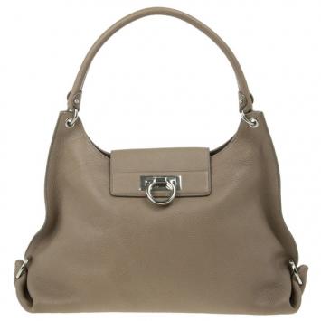 Salvatore Ferragamo Taupe Leather Fanisa Hobo
