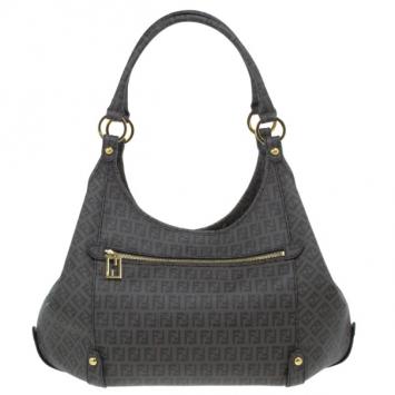 Fendi Brown Coated Canvas Zucchino Hobo