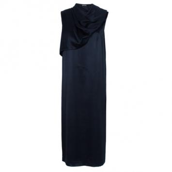Bottega Veneta Black Draped Neck Detail Maxi Dress M