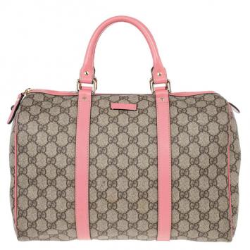 Gucci Pink Web Original GG Canvas Boston Bag