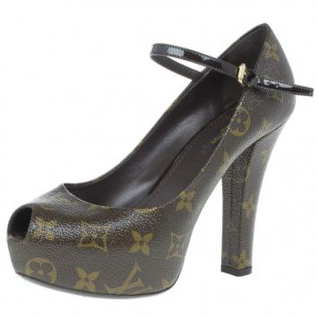 Louis Vuitton Monogram Canvas Mary Jane Platform Pumps Size 37