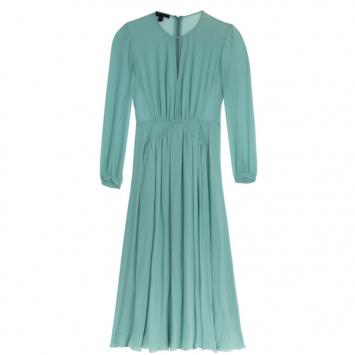 Burberry Prorsum Green Silk Chiffon Midi Dress S