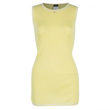 Pre Owned Chanel Canary Yellow Sleeveless Knit Top M