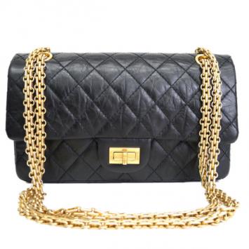 Chanel Black Lambskin Reissue 2.55 Double Flap Shoulder Bag
