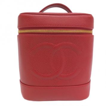 Pre Owned Chanel Red Caviar Vanity Bag