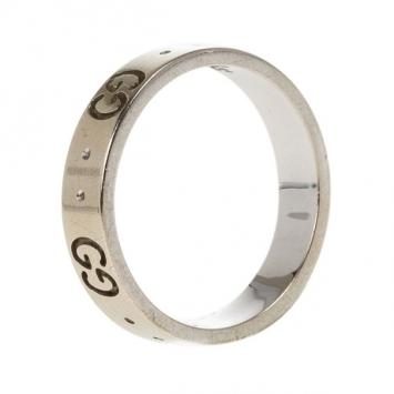 Gucci 18K White Gold Icon Thin Band Ring Size 50
