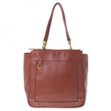 Chloe Red Leather Shopping Tote