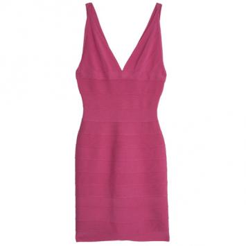 Herve Leger Signature Hot Pink Bandage Dress M