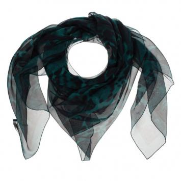 Alexander McQueen Green Chiffon Animalier Skull Square Scarf