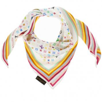 Louis Vuitton White Monogram Multicolor Square Scarf