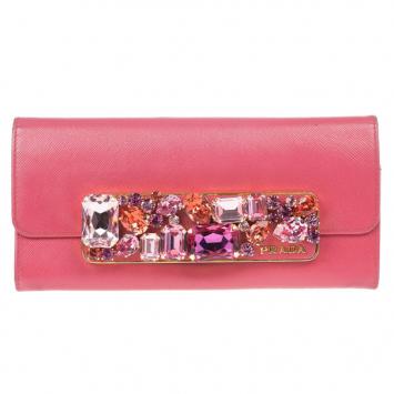 Prada Stone Embellishment Flap Wallet