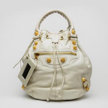 Balenciaga Giant 12 Rose Gold Mini Pompon Gris Tarmac Handbag