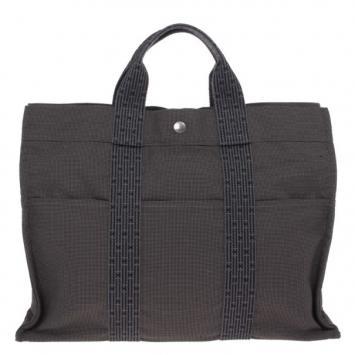 Hermes Grey Canvas Herline MM Tote