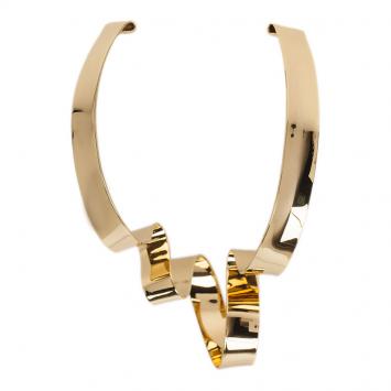 Alexis Bittar Large Golden Ribbon Collar Necklace
