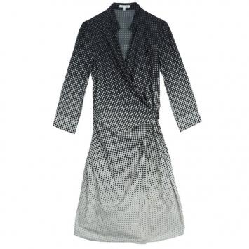 Paule Ka Black Polka Dot Wrap Dress S