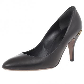 Gucci Black Leather Horsebit Detail Pumps Size 37