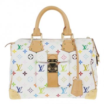 Louis Vuitton White Multicolor Canvas Speedy 30