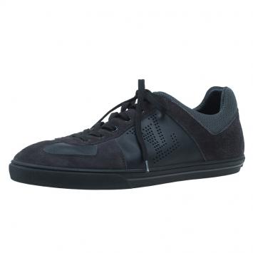 Pre Owned Louis Vuitton Black Suede and Leather Lace Up Sneakers Size 42.5