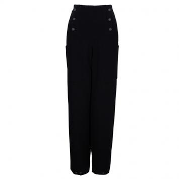 Pre Owned Chanel Black Tweed Trousers M