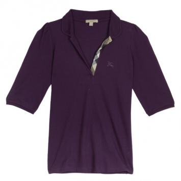 Burberry Brit Purple Long Sleeve Polo Top L