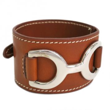 Hermes Brown Leather Bracelet 17CM