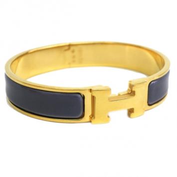 Hermes Clic Clac H Purple Enameled Gold-Plated Bracelet PM