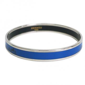 Hermes Printed Blue Enamel Palladium-Plated Bracelet 19CM