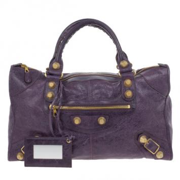 Balenciaga Purple Lambskin Giant Work