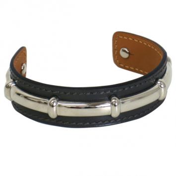 Hermes Leather Metal Bangle S