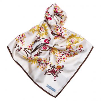 Pre Owned Prada White Floral Print Silk Square Scarf
