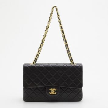 Chanel Vintage Black Lambskin Medium Flap Bag