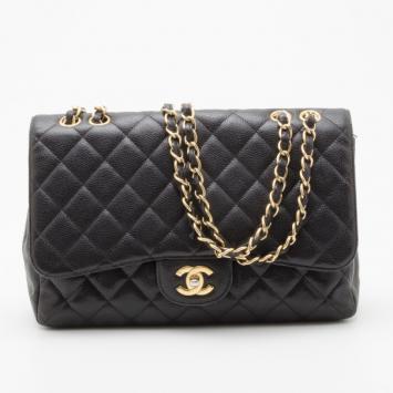 Chanel Black Caviar Jumbo Classic Flap Bag