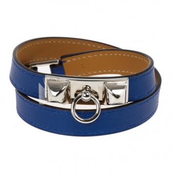 Hermes Swift Rivale Double Tour Electric Blue Bracelet M