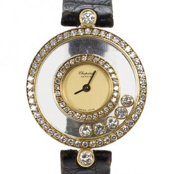 Chopard Gold 18K Yellow Gold Happy Diamonds Women’s Wristwatch 24MM