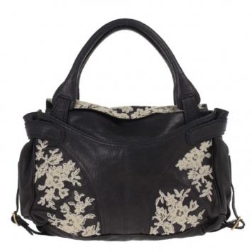 Valentino Black Leather Urban Lace Satchel