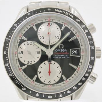 Pre Owned Omega Speedmaster Date SS Black/Silver Mens Wristwatch 