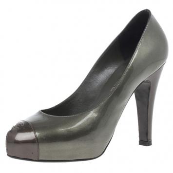 Chanel Metallic CC Cap Toe Pumps Size 38