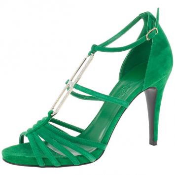 Hermes Green Suede Icône Strappy Sandals Size 38.5