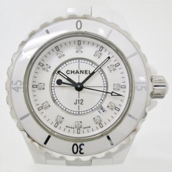 Chanel J12 12P Diamond Ceramic White Ladies Wristwatch 