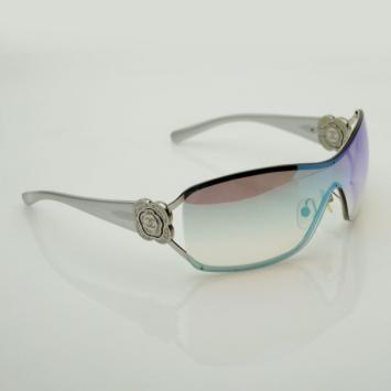 Chanel Vintage Camelia Shield Silver Sunglasses